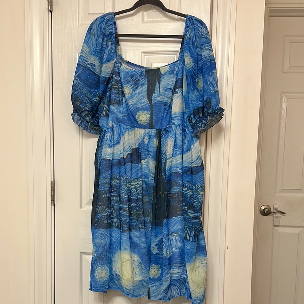 SHEIN Blue Starry Night Midi Dress